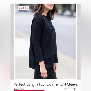 Perfect Length Top, Dolman 3/4 Sleeve Very Black Large
